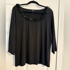 Talbots Black Super-Soft 3/4 sleeve w/neckline detail Size 1X